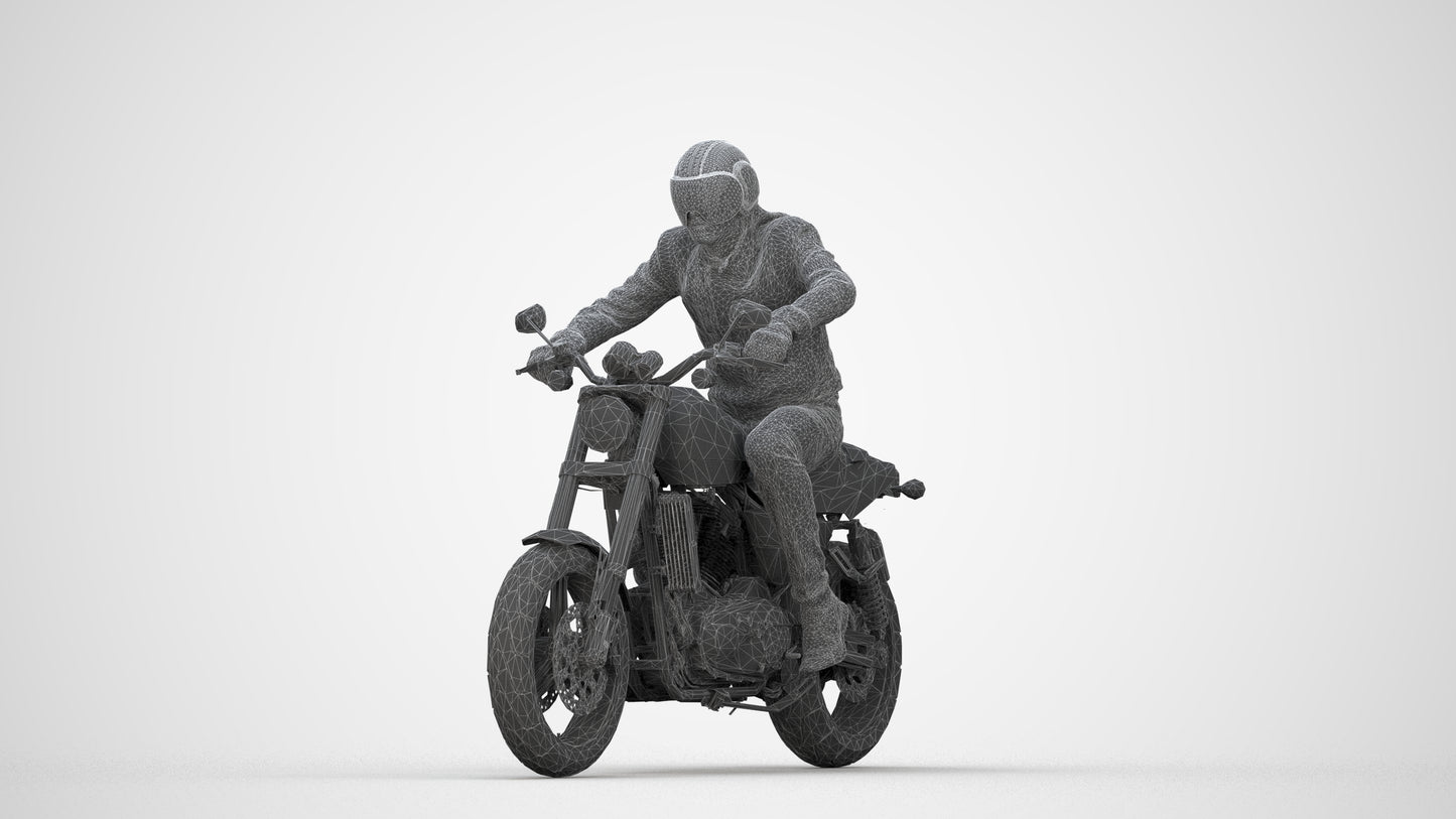3D people model man casual cycling, scanned human for 3ds Max rendering, wireframe back view