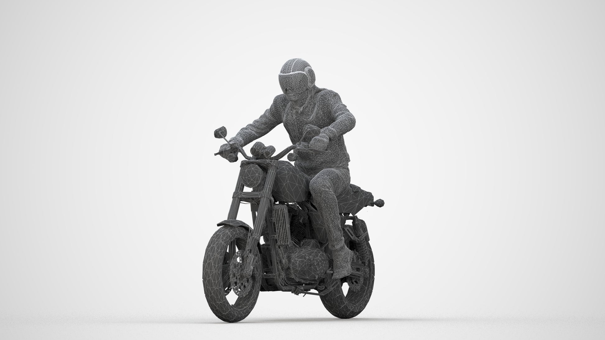 3D people model man casual cycling, scanned human for 3ds Max rendering, wireframe back view