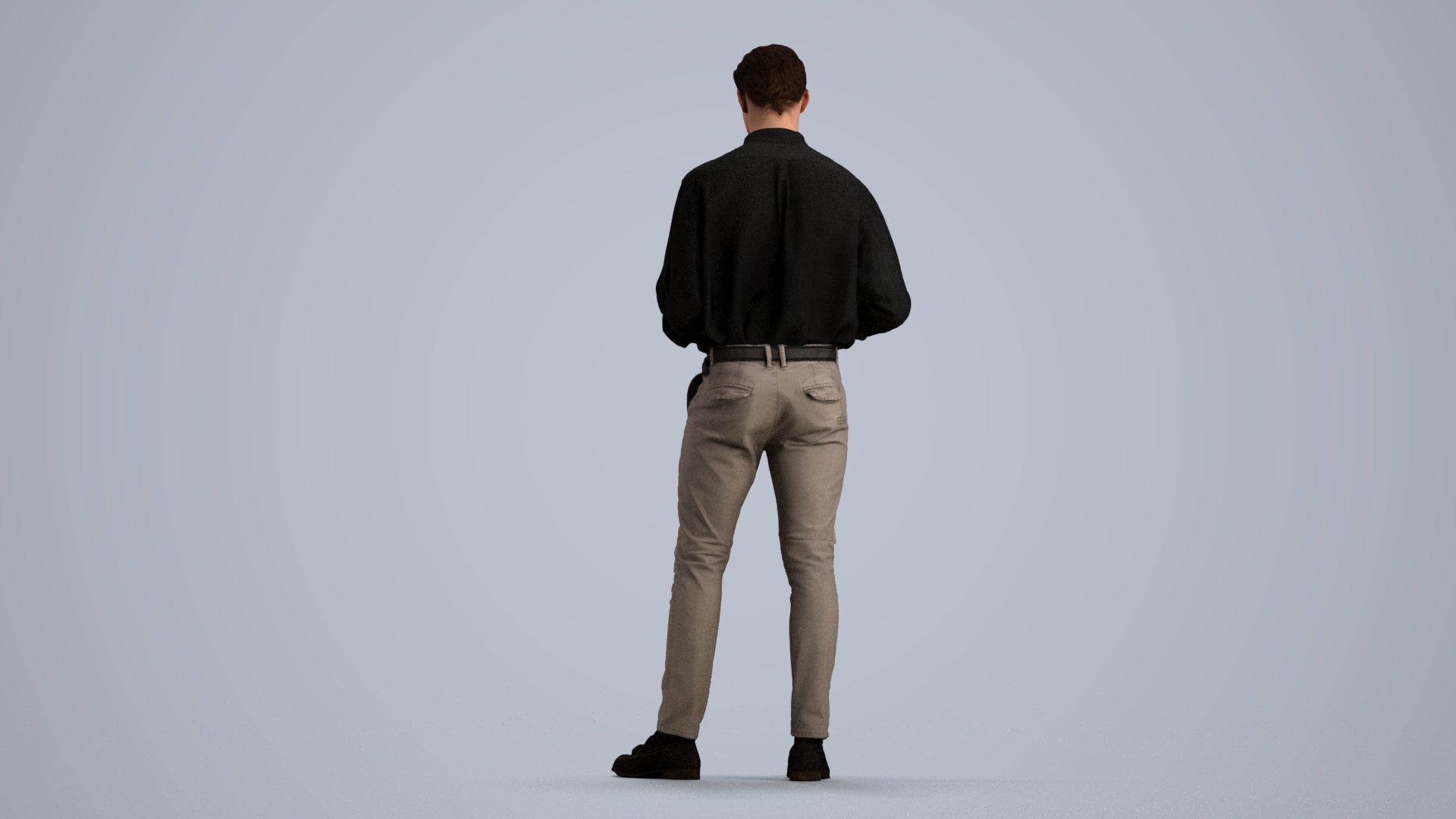 3D people model man casual standing, scanned human for 3ds Max rendering, front view render
