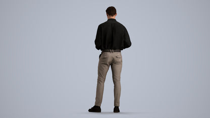 3D people model man casual standing, scanned human for 3ds Max rendering, front view render