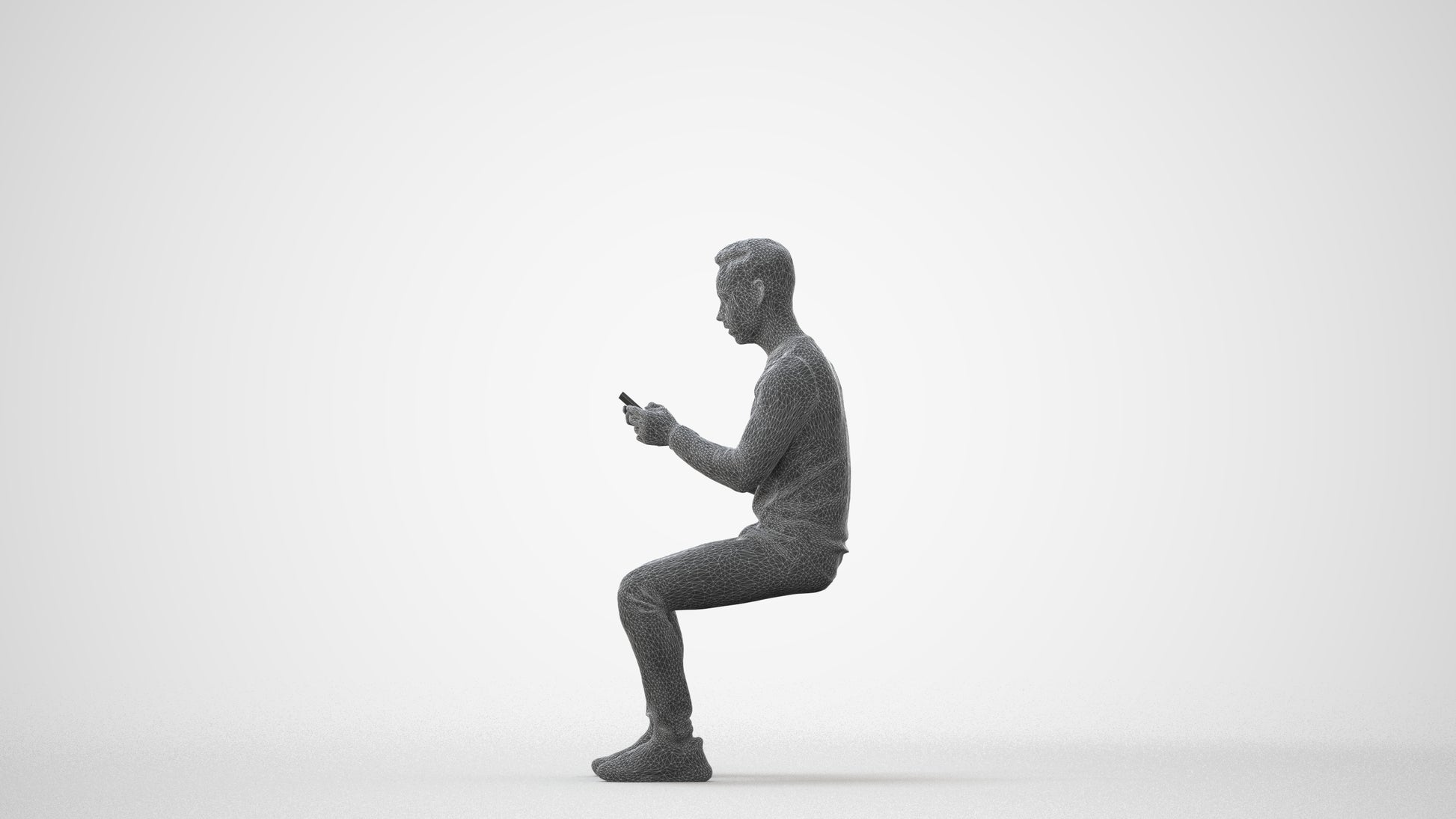 photogrammetry 3D man casual sitting, realistic human model archviz FBX, square thumbnail