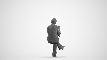 realistic 3D woman casual sitting, scanned archviz people for Blender and 3ds Max, wireframe front view