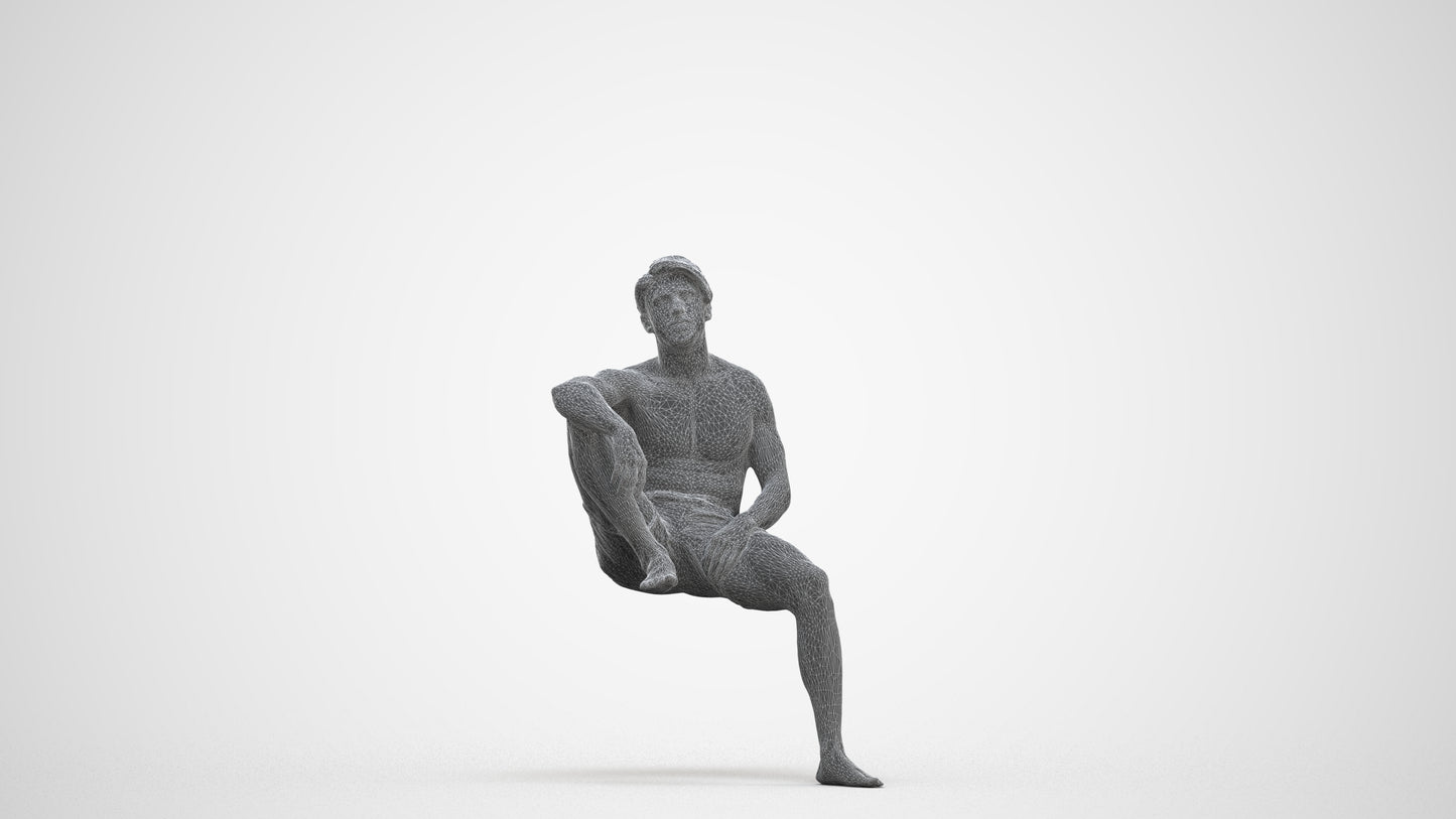 realistic 3D people man pool, render-ready for V-Ray and Corona, FBX OBJ, three-quarter front view render