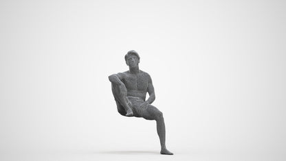 realistic 3D people man pool, render-ready for V-Ray and Corona, FBX OBJ, three-quarter front view render