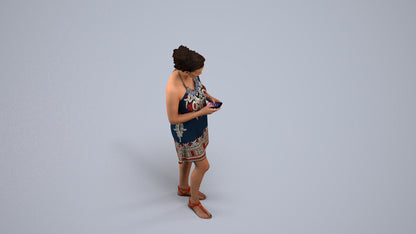 photogrammetry 3D woman standing, realistic human model archviz FBX, back view render
