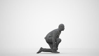scanned 3D man business standing, photogrammetry people for Enscape and V-Ray, wireframe side view