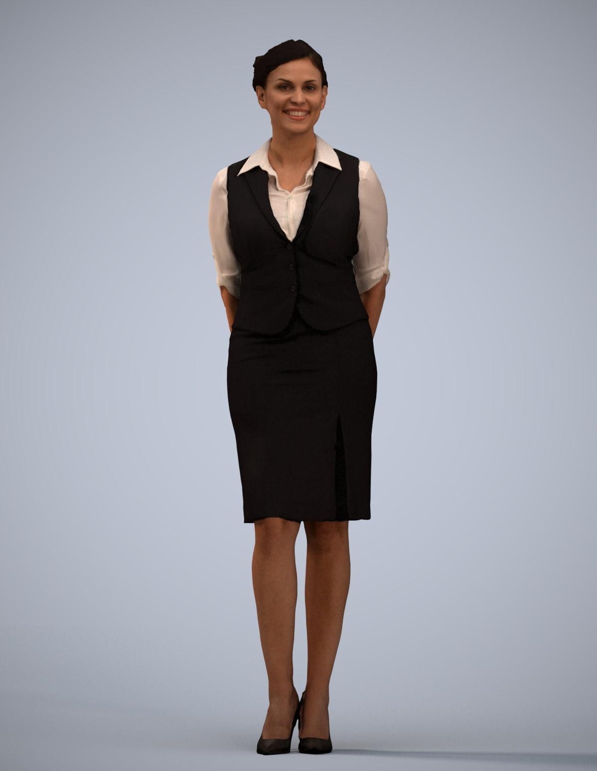 realistic 3D people woman hospitality, render-ready for V-Ray and Corona, FBX OBJ