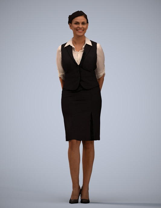 realistic 3D people woman hospitality, render-ready for V-Ray and Corona, FBX OBJ