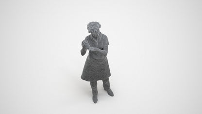 3D people model woman hospitality, scanned human for 3ds Max rendering, wireframe three-quarter view