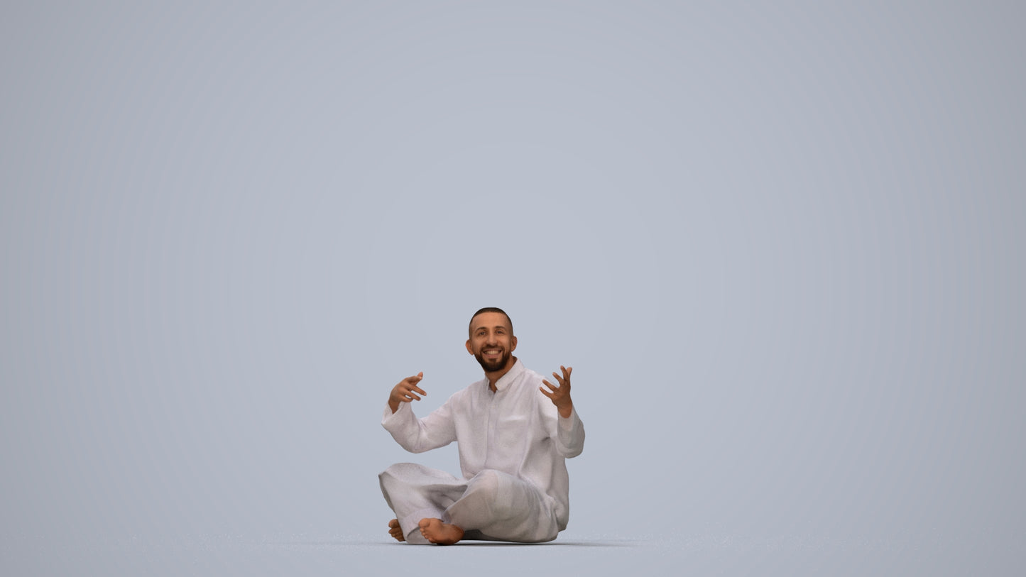 realistic 3D people man sitting, render-ready for V-Ray and Corona, FBX OBJ, top-down view render