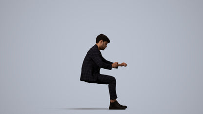 scanned 3D man business, photogrammetry people for Enscape and V-Ray, side view render