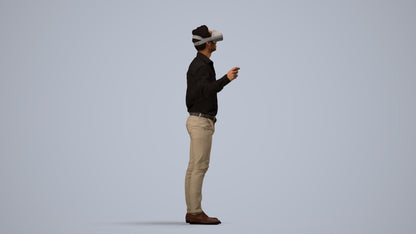 photogrammetry 3D man business standing, realistic human model archviz FBX, side view render