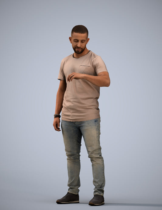 3D people model man casual standing, scanned human for 3ds Max rendering