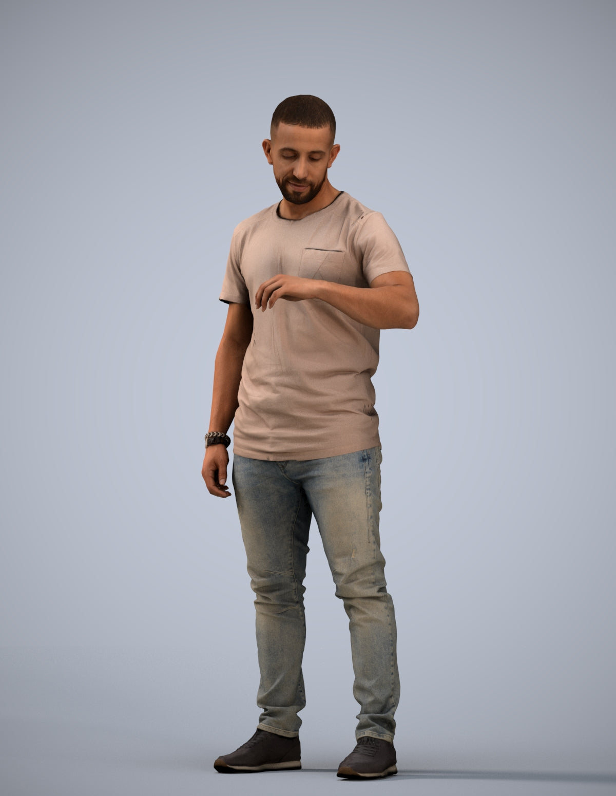 3D people model man casual standing, scanned human for 3ds Max rendering