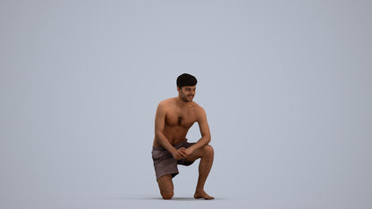 3D people model man pool, scanned human for 3ds Max rendering, standing pose render