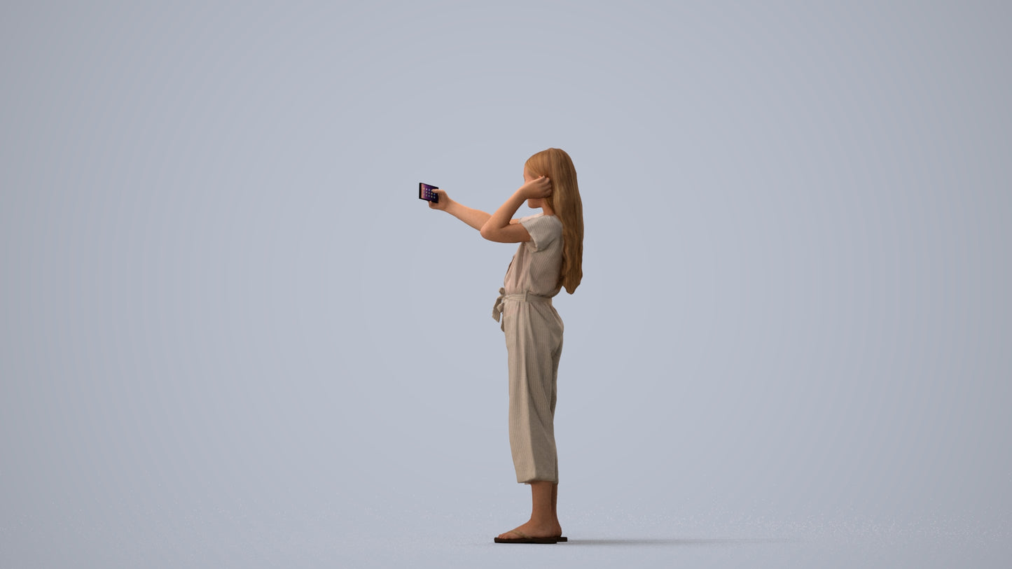 realistic 3D girl kids, scanned archviz people for Blender and 3ds Max, three-quarter view render
