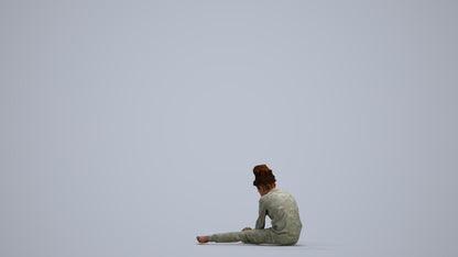 3D human model girl kids, photogrammetry scanned person for archviz, front view render