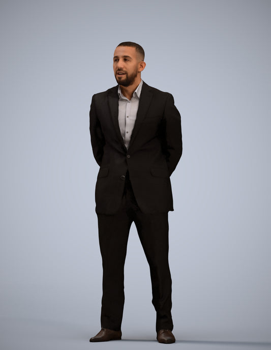3D scanned man business, photorealistic archviz people for Enscape and SketchUp