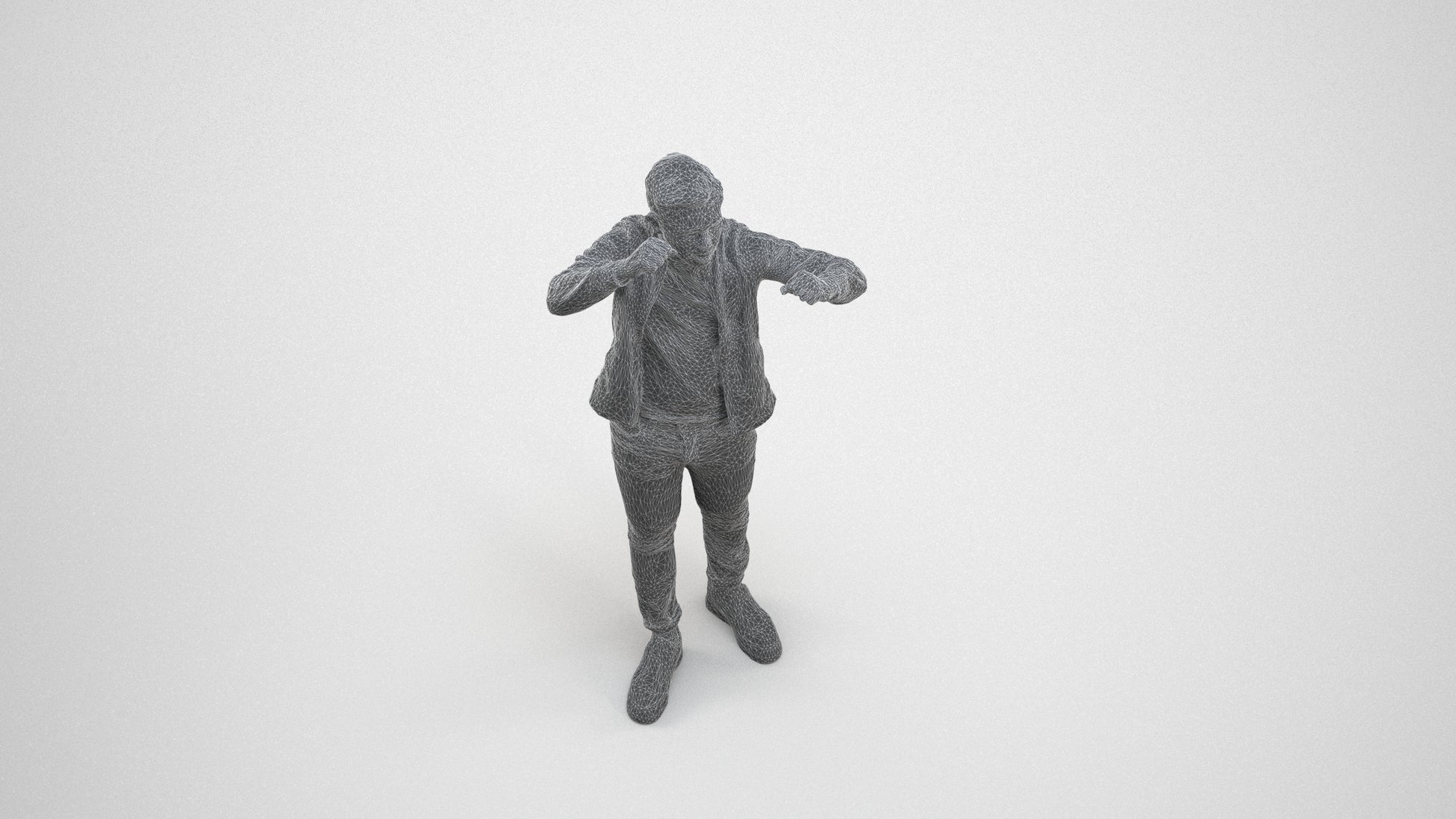realistic 3D human boy casual kids, archviz people FBX OBJ for Blender, wireframe three-quarter view