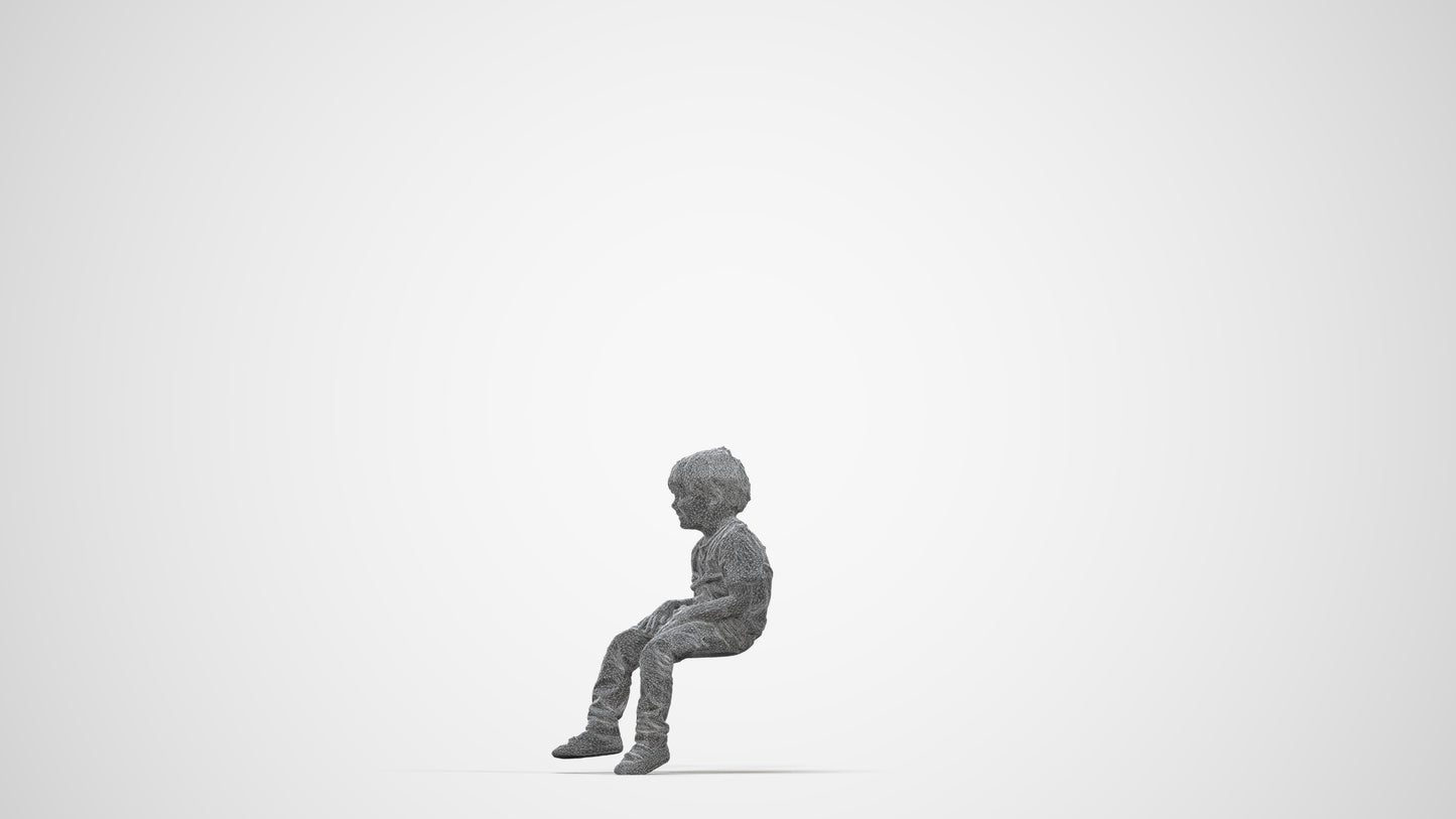 3D human model boy casual kids, photogrammetry scanned person for archviz, wireframe back view
