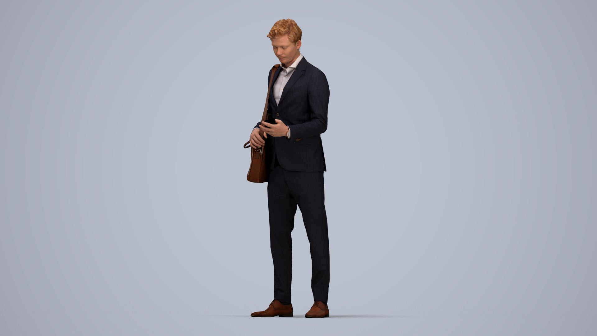 realistic 3D man business, scanned archviz people for Blender and 3ds Max, top-down view render