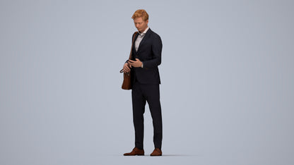 realistic 3D man business, scanned archviz people for Blender and 3ds Max, top-down view render