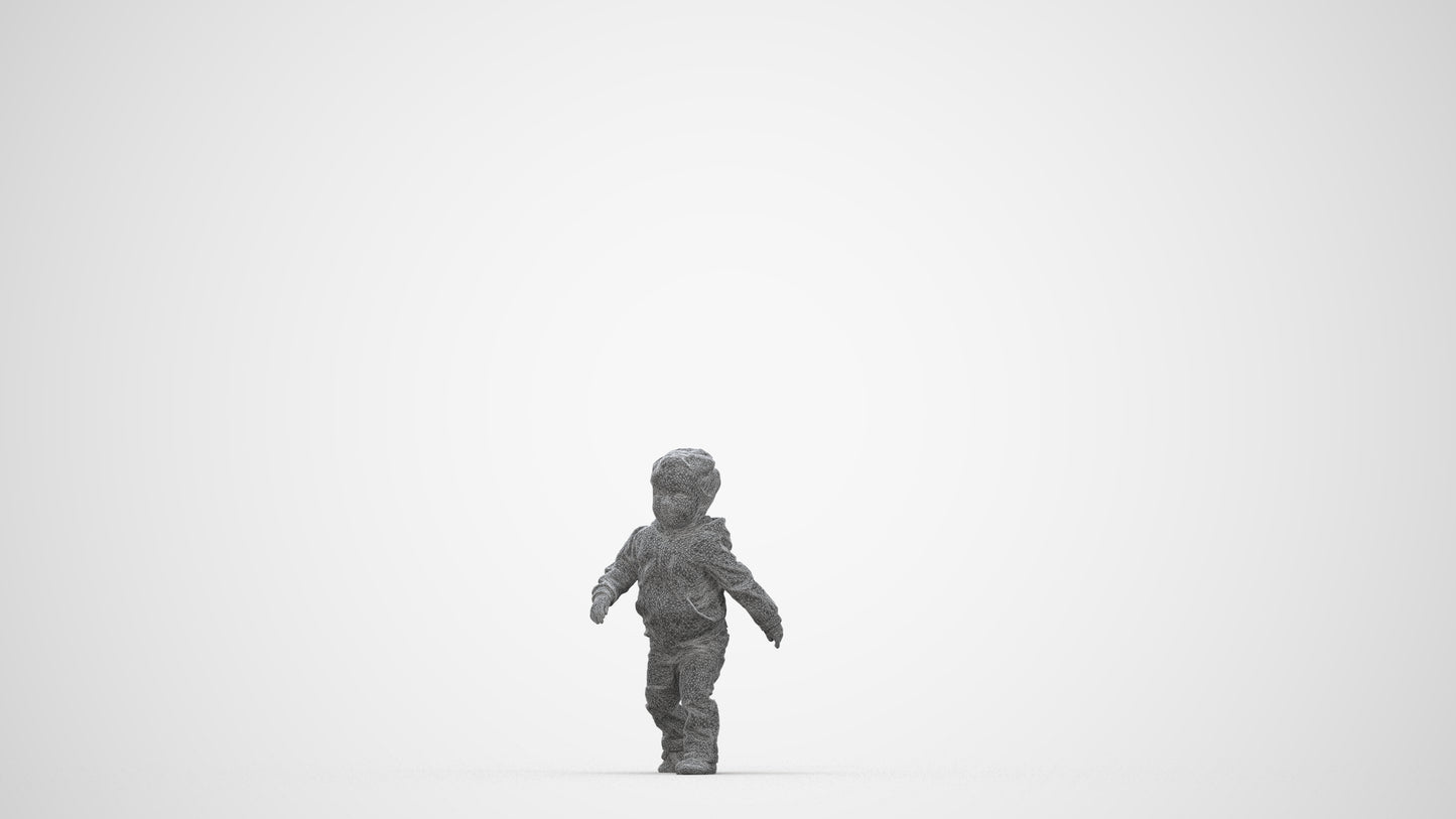 realistic 3D human boy casual kids, archviz people FBX OBJ for Blender, wireframe back view