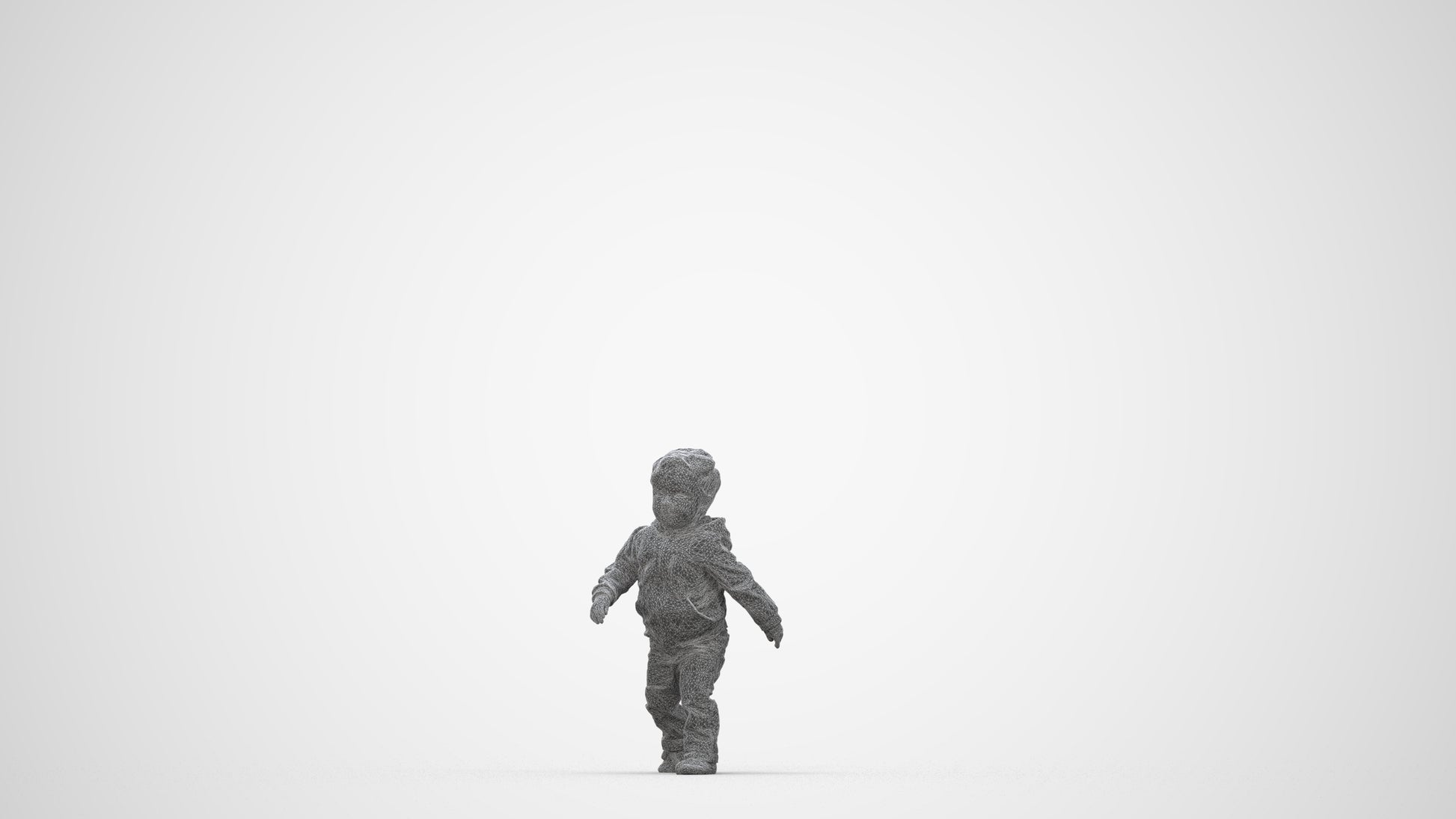 realistic 3D human boy casual kids, archviz people FBX OBJ for Blender, wireframe back view