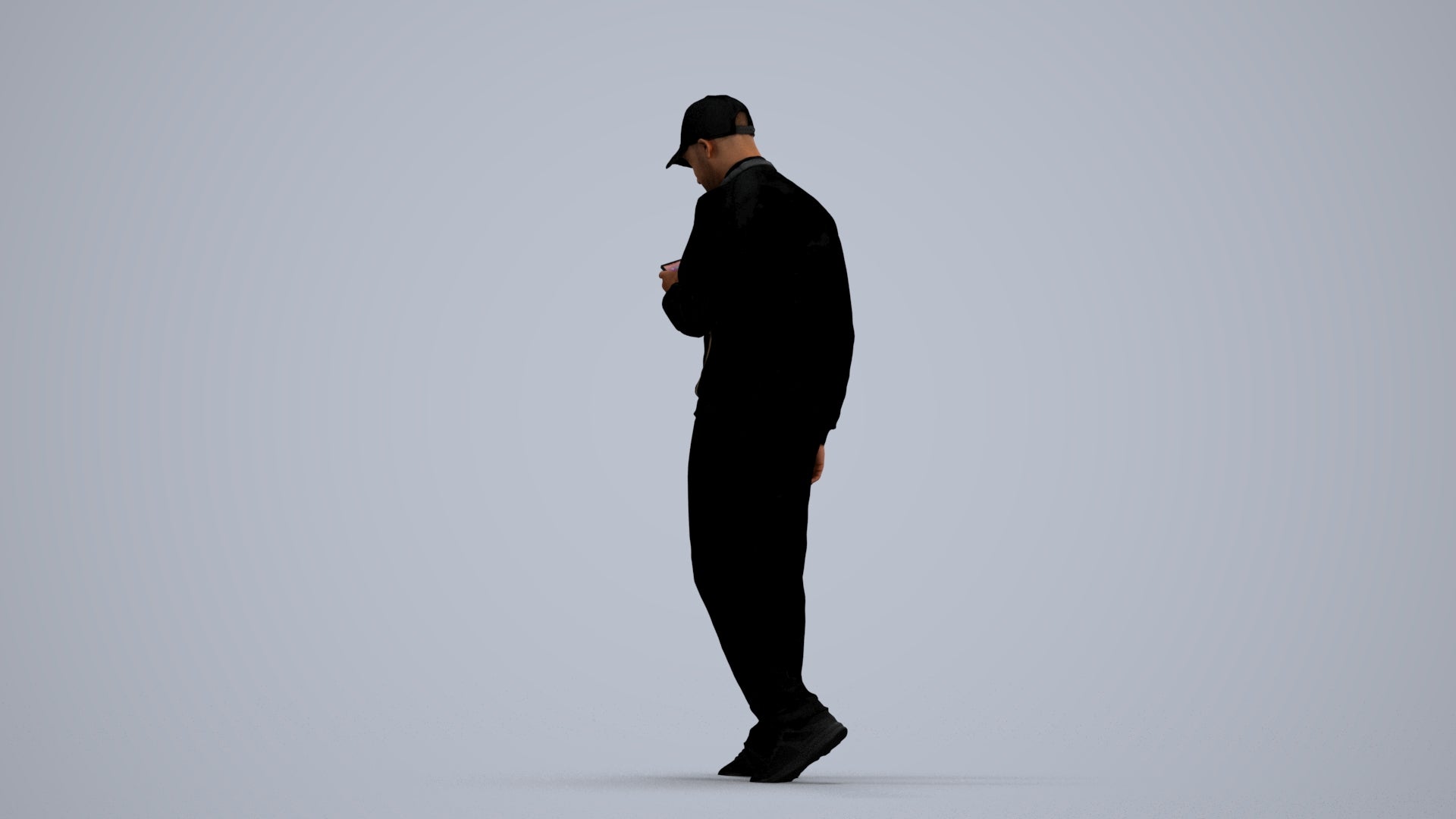 3D human model man sport walking, photogrammetry scanned person for archviz, front view render