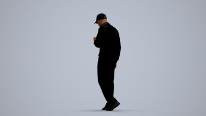 3D human model man sport walking, photogrammetry scanned person for archviz, front view render