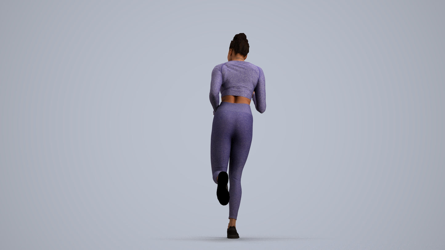 3D human model woman sport, photogrammetry scanned person for archviz, front view render