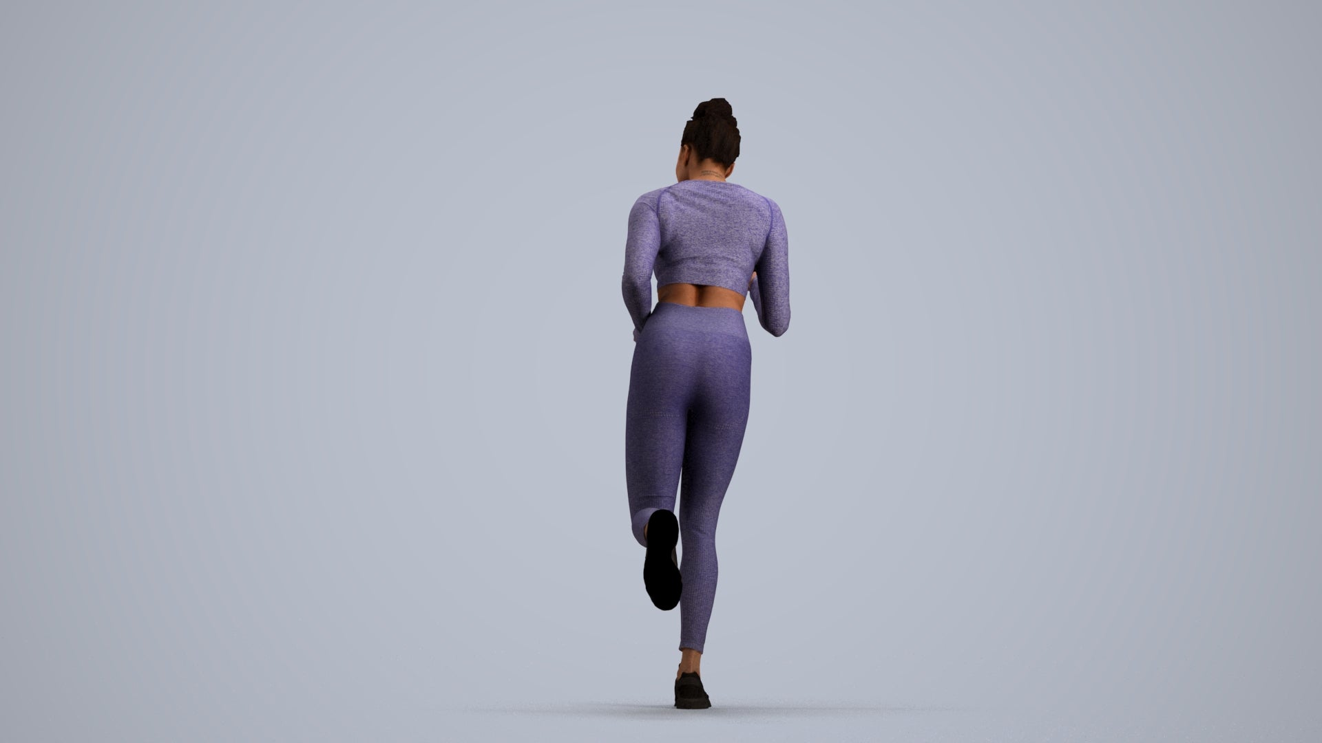 3D human model woman sport, photogrammetry scanned person for archviz, front view render