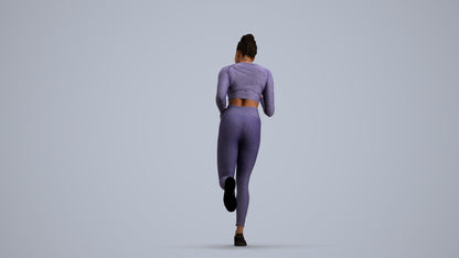 3D human model woman sport, photogrammetry scanned person for archviz, front view render