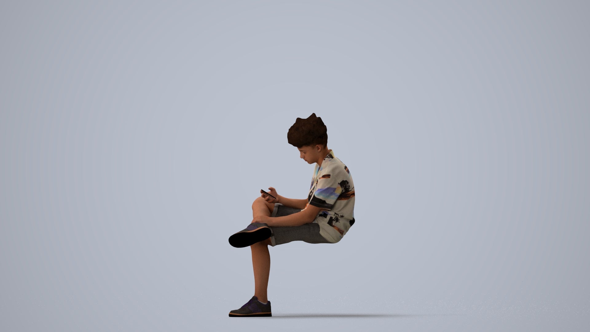realistic 3D human boy casual kids, archviz people FBX OBJ for Blender, three-quarter view render