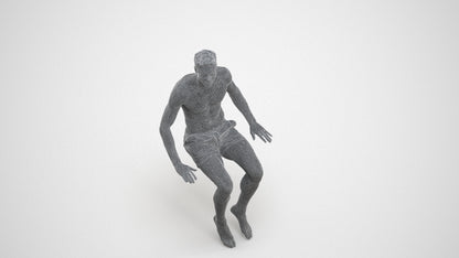 realistic 3D man pool, scanned archviz people for Blender and 3ds Max, wireframe three-quarter view