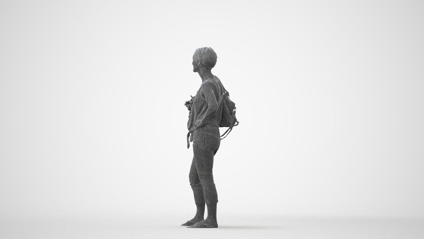 3D people model senior woman standing, scanned human for 3ds Max rendering, square thumbnail