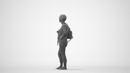 3D people model senior woman standing, scanned human for 3ds Max rendering, square thumbnail