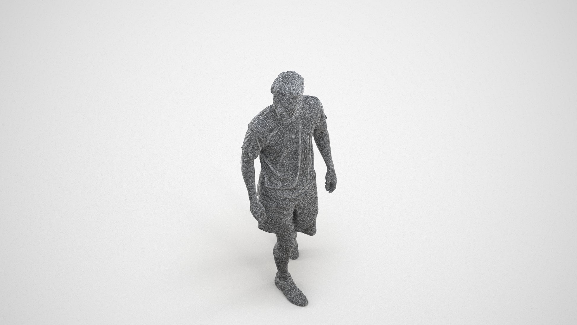 3D scanned man sport, photorealistic archviz people for Enscape and SketchUp, wireframe three-quarter view