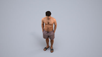 3D scanned man pool, photorealistic archviz people for Enscape and SketchUp, back view render