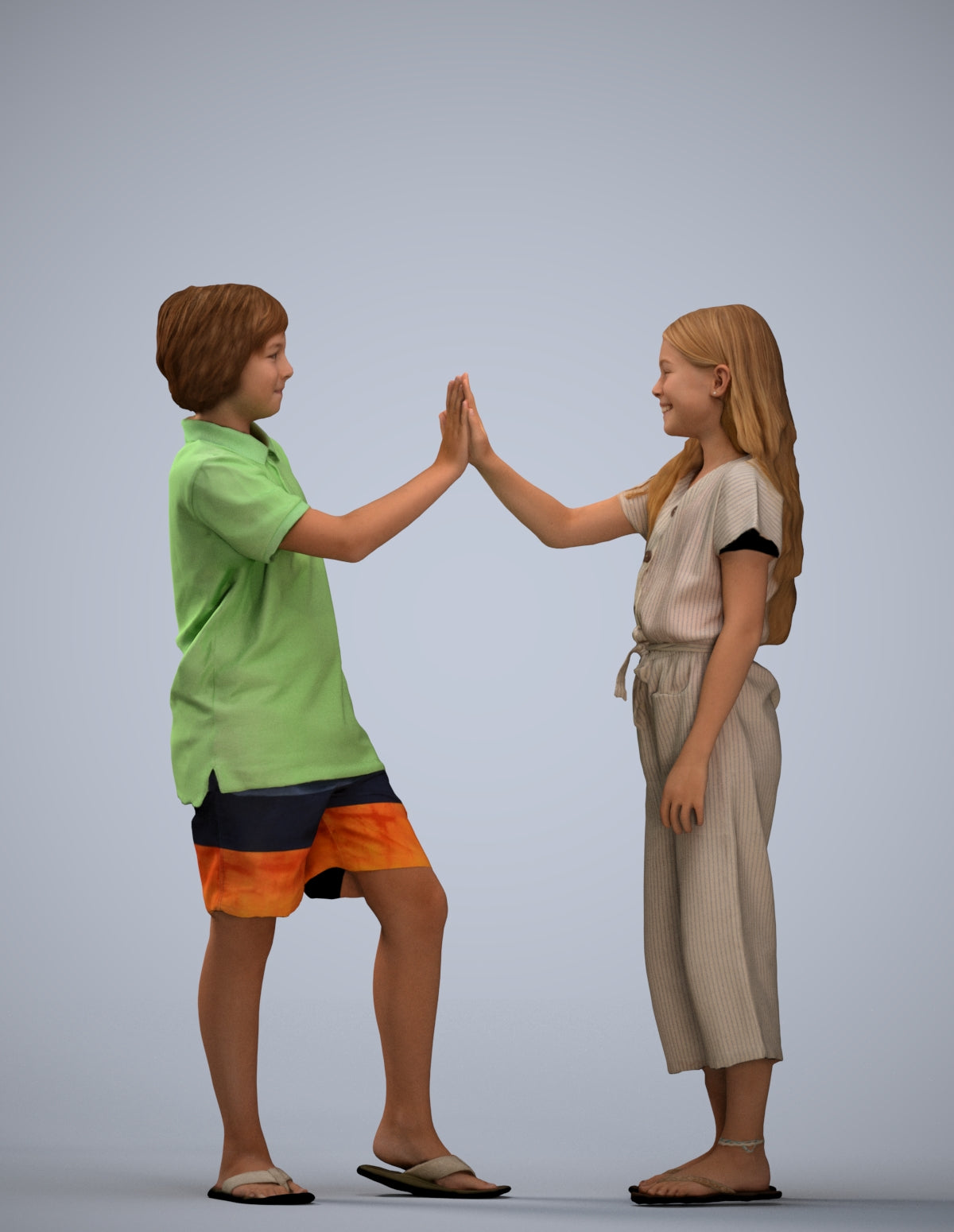 3D people model girl kids, scanned human for 3ds Max rendering