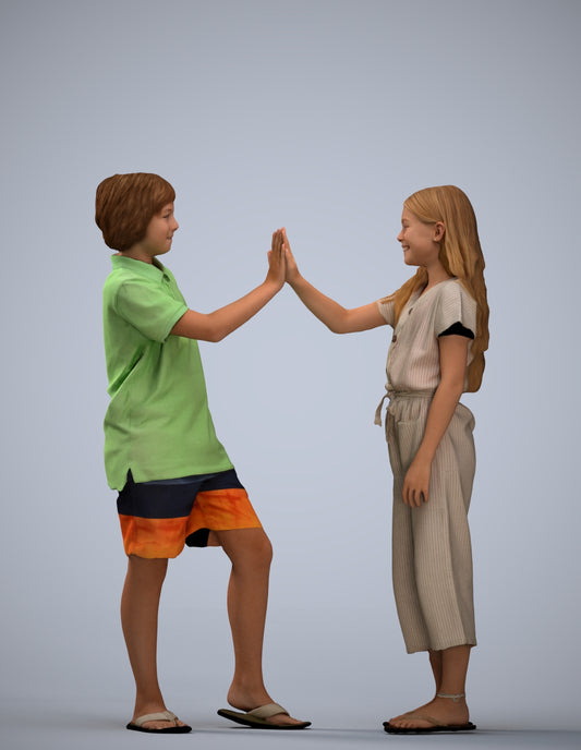 3D people model girl kids, scanned human for 3ds Max rendering