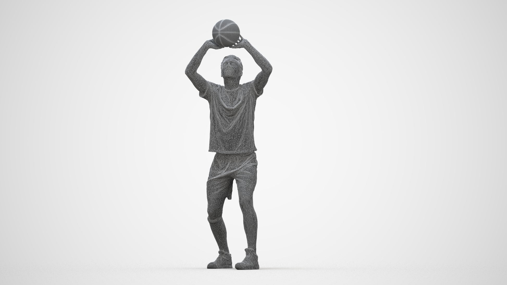 scanned 3D man sport, photogrammetry people for Enscape and V-Ray, wireframe back view