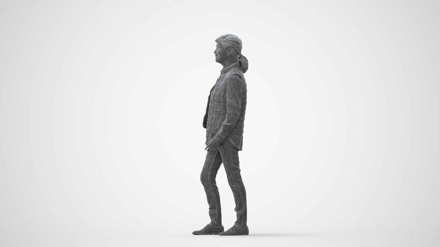 realistic 3D senior woman casual walking, scanned archviz people for Blender and 3ds Max, square thumbnail