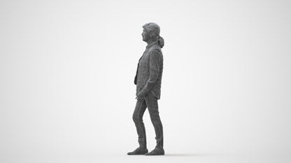 realistic 3D senior woman casual walking, scanned archviz people for Blender and 3ds Max, square thumbnail