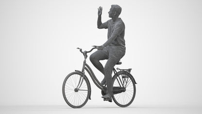 realistic 3D human man casual cycling, archviz people FBX OBJ for Blender, wireframe back view