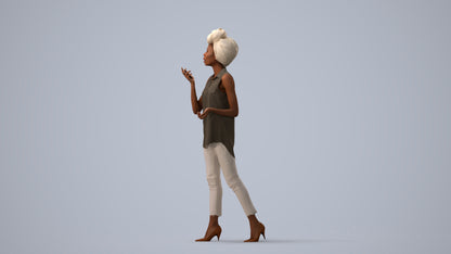 scanned 3D woman casual walking, photogrammetry people for Enscape and V-Ray, three-quarter view render