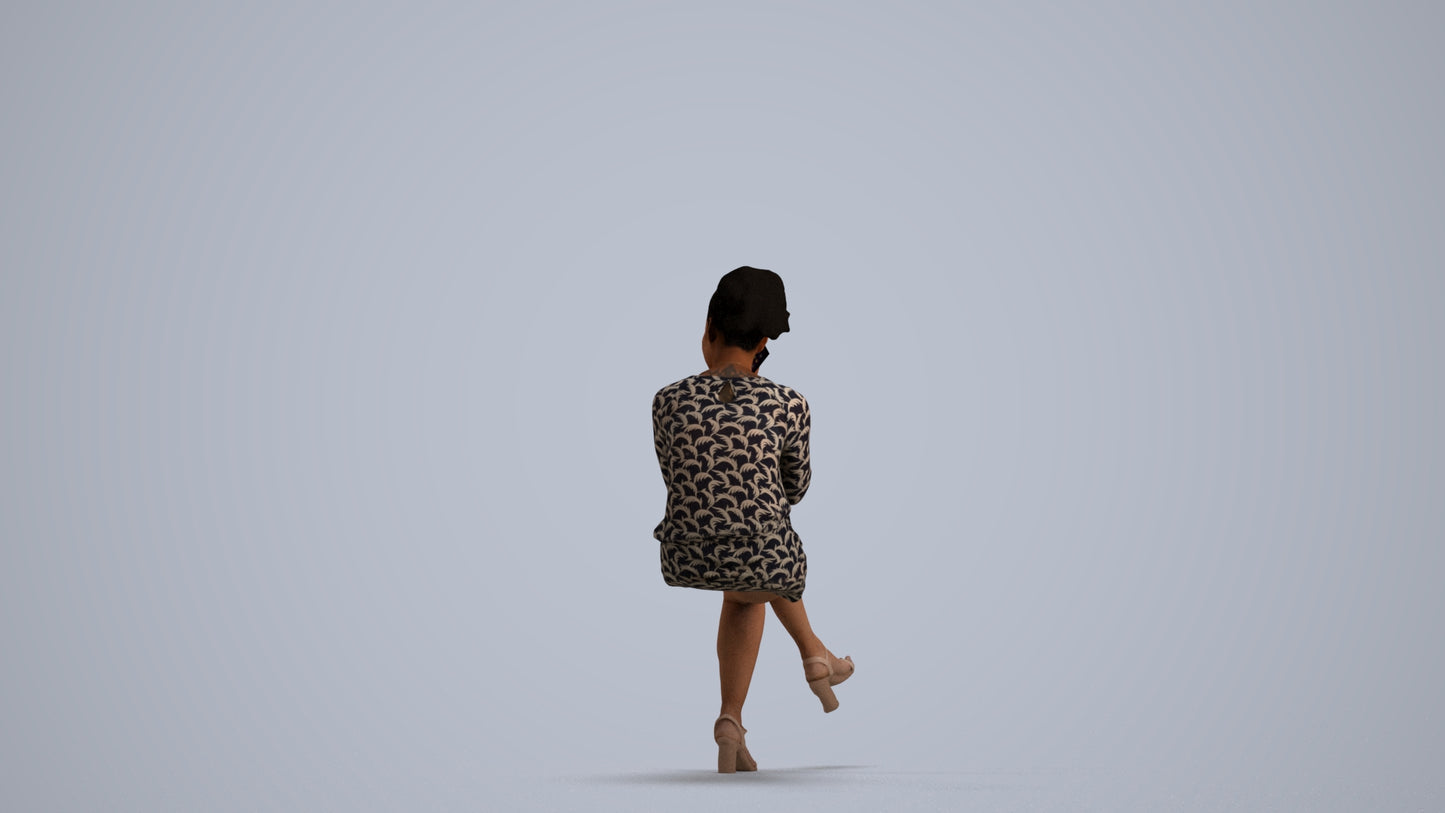 3D people model woman casual sitting, scanned human for 3ds Max rendering, front view render