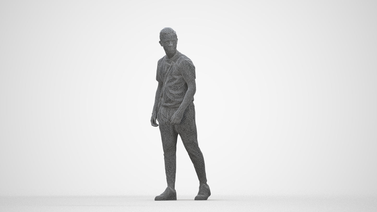 realistic 3D human boy casual kids, archviz people FBX OBJ for Blender, wireframe back view