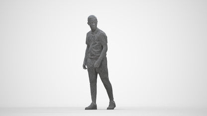 realistic 3D human boy casual kids, archviz people FBX OBJ for Blender, wireframe back view