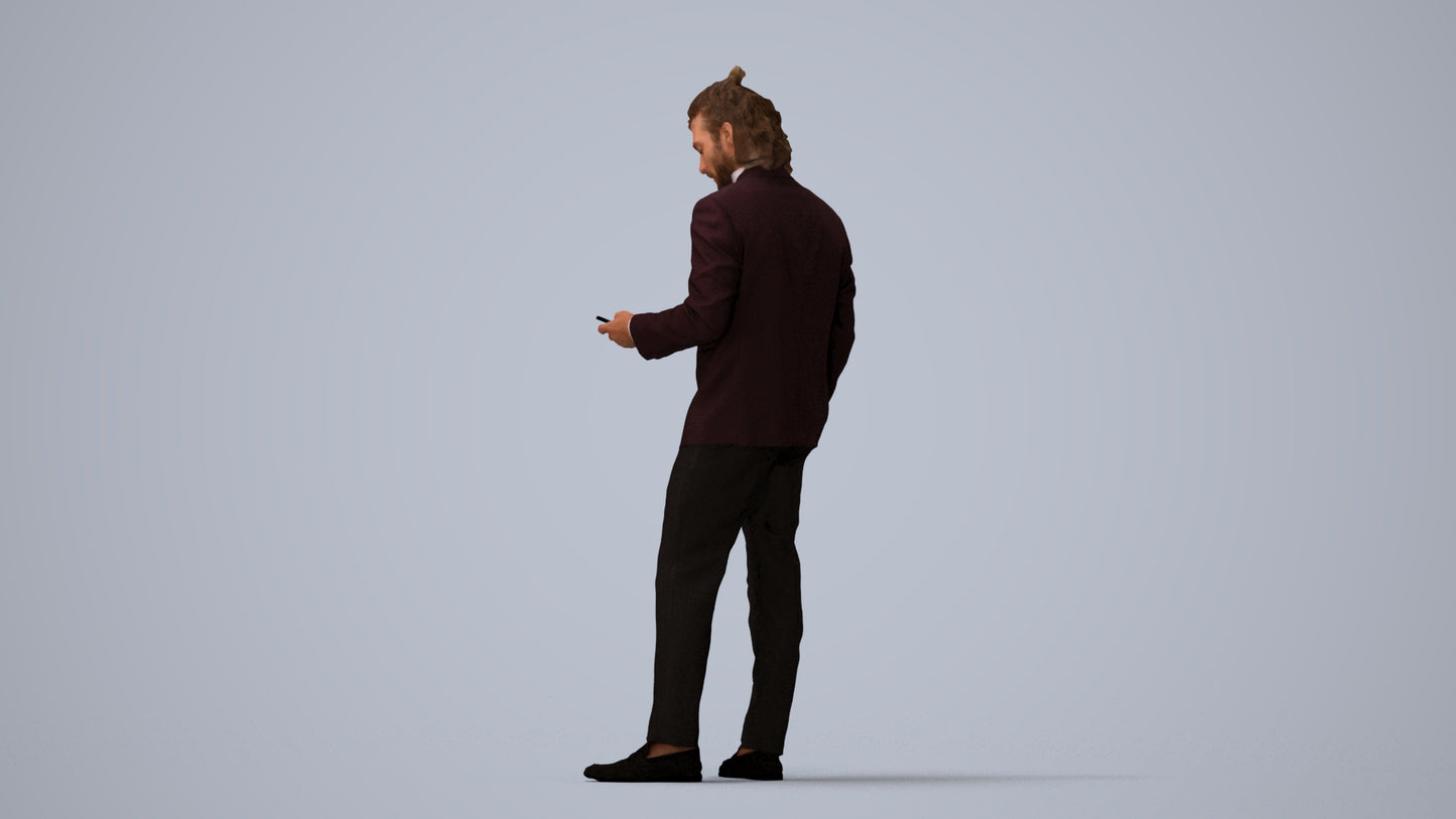 3D people model man formal formalaffairs, scanned human for 3ds Max rendering, three-quarter view render